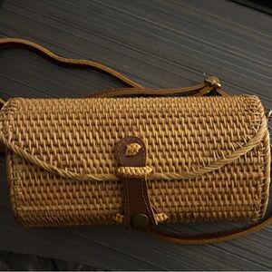 Woven Tan Crossbody Bag